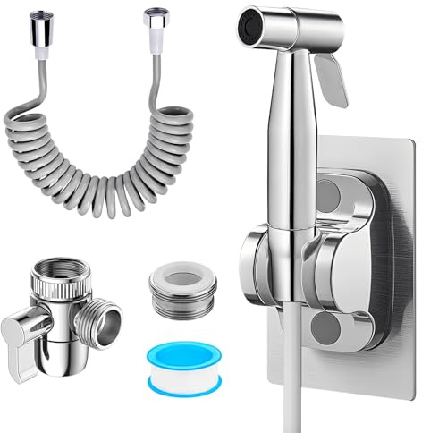 Bidet Handbrause Set, Edelstahl Handbrause Toilette mit 3M Schlauch und Halterung Bidet Brause mit G1/2 Wasserhahnspender Jet Spray Toilet Brause für Haustierbad Körperpflege WC Windel Reinigung