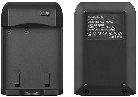 ERYUE Chargeur de Batterie NP-40 avec Voyant LED + Kit de 2 Piles NP-40 pour Un Remplacement et Un Chargement Pratiques Via Câble USB – Noir 3,7 V 800 MAh pour Les Amateurs D'appareil Photo et