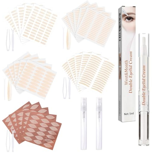 1440 Stück Schlupflider Stripes Unsichtbar mit Gegabelten Werkzeugen und Pinzette, Stylingcreme, 2 Sprühflasche, Hautfreundlich Natürlich, Eyelid Tape für Alle Augenlider