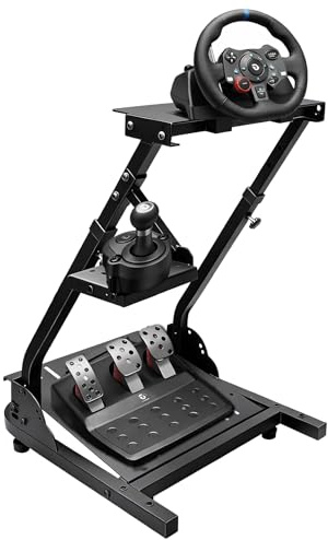 Racing Wheel Stand -Height Adjustable and Foldable Steering Wheel Stand with Gear Shifter Mount, a Durable Sim Racing Cockpit Base Fully Compatible with Logitech G25, G27, G29, G920, and G923 Wheels for an Immersive Racing Simulator Cockpit Experience
