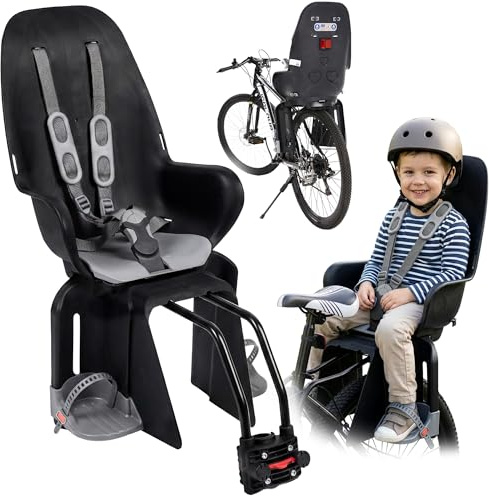 Campela CA0061GRY - Seggiolino da Bicicletta per Bambini a Partire dai 9 Mesi ai 5 Anni, 9 – 22 kg, con TÜV, Gruppo 2/3, Colore Nero/Grigio, seggiolino per Bambini