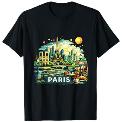 Parigi Vintage Torre Eiffel, Montmartre Maglietta