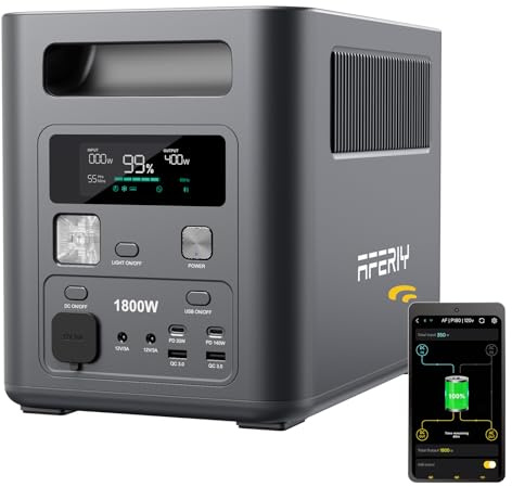 AFERIY 1800W1024Wh Tragbare Powerstation, 1Std Schnellladung für Camping | Solargenerator, <10ms USV, 9 Ausgänge, mit APP, BMS, Reine Sinuswelle 230V, für Outdoors Camping/RV/Garten/Notfall【2026 Neu】