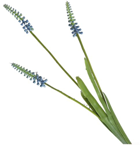 Flores artificiales de jacinto, flores de estilo uva azul y morado, tallos realistas para el hogar, boda, fotografía, jarrón, decoración de sala de estar (azul)