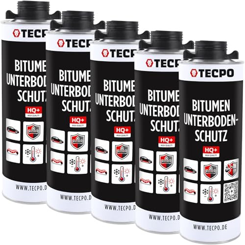 TECPO Unterbodenschutz Bitumen Schwarz 5 Liter UBS Saugdose Steinschlagschutz Korrosionsschutz Rostschutz Unterboden Auto Kfz Langzeit