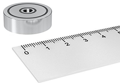 20x Neodym Topfmagnet in Kunststoff eingebettet 25x7 mm mit Innengewinde M5