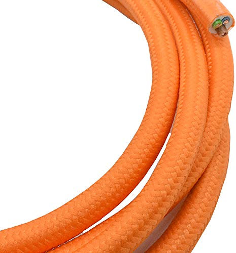 3m Textilkabel Orange Unifarben 3x0,75qmm 3G Kabel Lampenkabel Stoffkabel Stromkabel umsponnen max. 300V