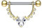 beyoutifulthings Brustwarzen-Piercing GROSSES Herz Intim-Piercing Brust-Piercing Edelstahl Gold Clear Stab 1,6mm 12mm
