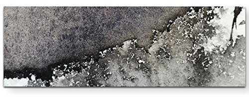 Paul Sinus Art Leinwandbilder | Bilder Leinwand 150x50cm abstraktes Gemälde in grau und weiß