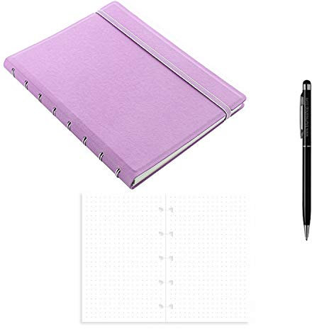 Bullet Journal Filofax Notebook A5 Lila + 1 Nachfüllpack für Notizblätter A5 + 1 Kugelschreiber Blumie