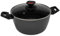 Zanetti Evolution Casserole à induction diamètre 24 cm, fond antiadhésif, haute épaisseur, casserole avec couvercle, poignée confortable deux poignées, noir