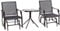 Outsunny Glider Rocking Chair & Table Set 2 Single Seaters Rocker Garden Swing Chair Patio Furniture Bistro Set Grey