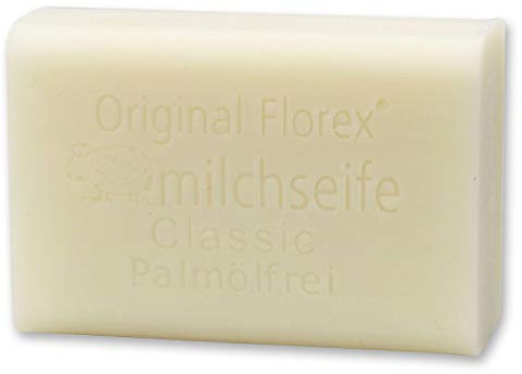 Florex Schafmilchseife - Classic ohne Palmöl- mit Lanolin und pflanzlichen Ölen zarter Seifen Duft 100 g