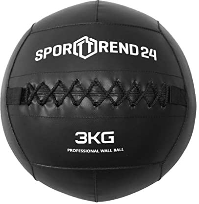 Sporttrend 24® Wall Ball 3kg, 4kg, 5kg, 6kg, 7kg, 8kg, 9kg, 10kg, 12kg in schwarz | Gewichtsball, Trainingsball, Gewicht, Ball, Bälle, Fitness (schwarz, 3kg)