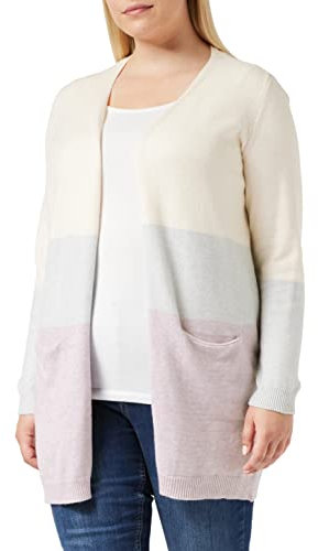 ONLY Damen Onlqueen L/S Long Cardigan KNT Noos Strickjacke, Ecru/Stripes:w. Jadelite & Wood Rose Melange,M