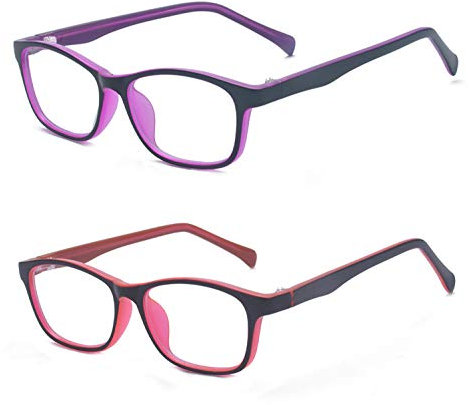 Outray 2 Pack Computer Glasses Blue Light Blocking for Kids Teens Children Gaming Eyewear Reduce Eyestrain Glasses Set2