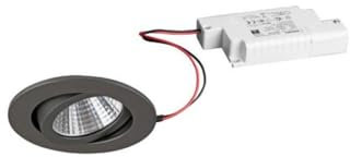 Outdoor LED Einbaustrahler-Set inkl. Konverter, IP65, rund, 230V, 6W 3000K 650lm 38°, schwenkbar 30°, dimmbar, Titan matt