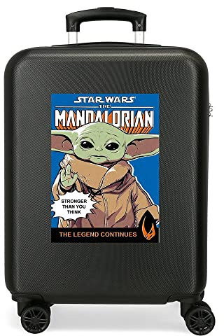 Star Wars The Mandalorian Kabinentrolley, Schwarz, 38 x 55 x 20 cm, Hartplastik, seitlicher Kombinationsverschluss, 34, 2 kg, 4 Räder, Doppelräder