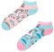 Dedoles Sneaker Socken Low Cut Füßlinge Unisex Damen Herren Baumwolle lustiges Design Geschenk links rechts verschieden, Farbe Rosa, Motiv Regenbogen-Einhorn Knöchelsocken, Gr. 35-38