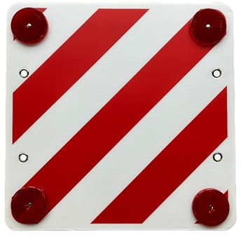 IWH - Warntafel mit Reflektoren und Ösen 50x50 cm Rot-Weiß | Geeignet für Wohnmobil, Boot und Fahrradträger in der EU, Italien und Spanien ausgenommen.