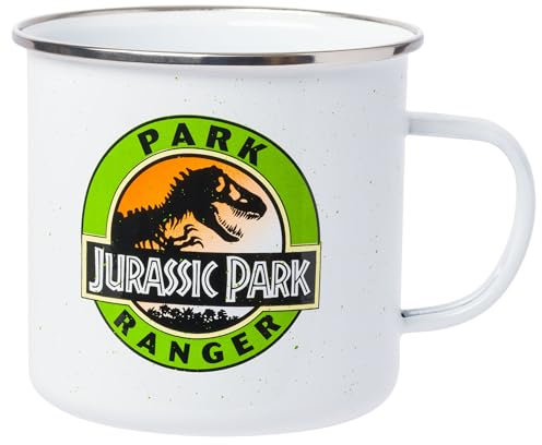 Silver Buffalo Jurassic Park Ranger Emaille-Camper-Tasse, 600 ml, mehrfarbig, 595 ml