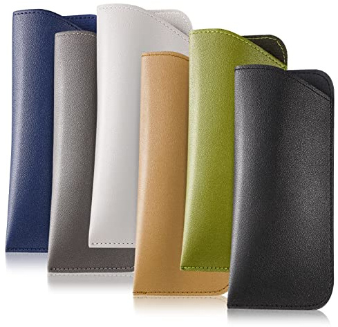 CREPUSCOLO 6 Pack Soft Glasses Cases, Leather Eyeglass Cases Travel Glasses Case for Women, Men, Kids
