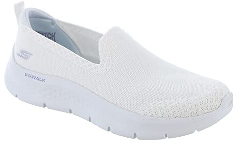 Skechers GO Walk Flex Bright Summer, Zapatillas Mujer, White Textile/Trim, 39 EU