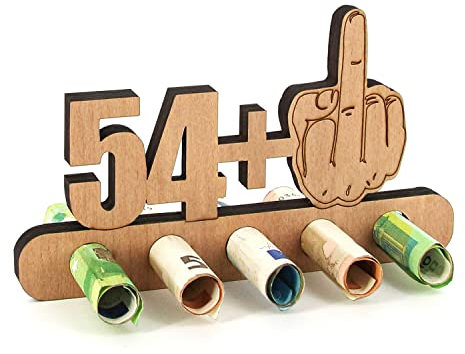 Giftota - Originelle Lustig 55. Geburtstag Geldgeschenk Holz - 54 + 1 - Geschenk zum 55.Geburtstag - Geburtstag Jubiläum - Geschenke aus Holz - Geschenke für Freunde, Familie
