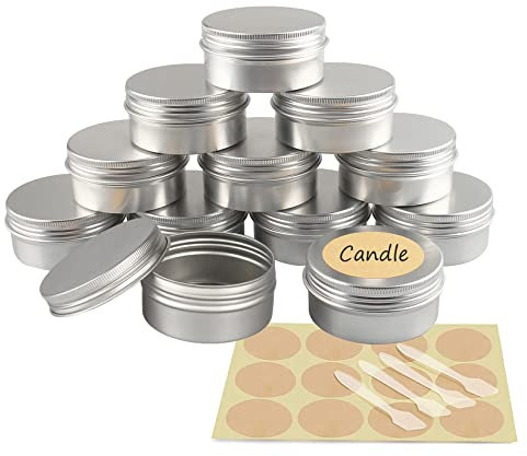 YANCAER 24 Pièces Pots en Aluminium Argenté de 80ml avec Couvercle - D68mm x H36mm Vide Ronde Cosmétiques Pot Conteneurs de Voyage pour Maquillage, Crème, Baume à Lèvres, Mini Bougies