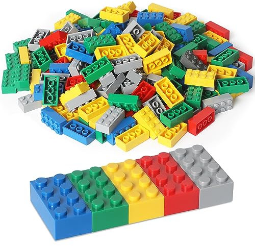 ekuzi Building Bricks 121 Pieces 2x4 Light Grey, Classic Building Block Bricks Compatible with Lego Classic, STEM Creative Building Block Toys for Kids (multicolor1)…