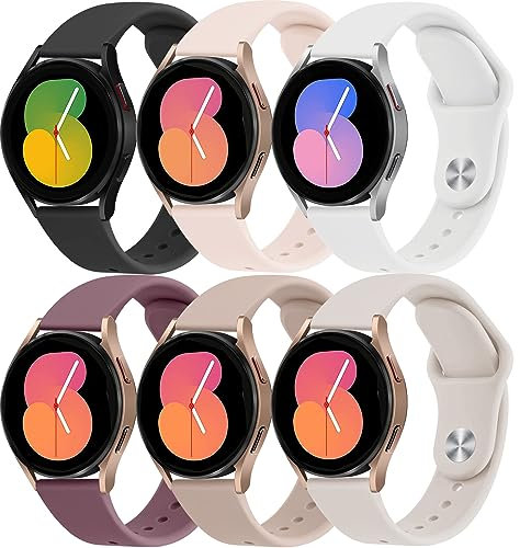 20mm Armband für Samsung Galaxy Watch 6/5/4/7/FE 40mm 44mm/Watch 4/6 Classic 47mm 43mm 46mm 42mm/Watch 5 Pro 45mm/3 41mm/Active 2 Band,6ST Sport Silikon Uhrenarmband für Garmin Vivoactive 3/5/venu sq