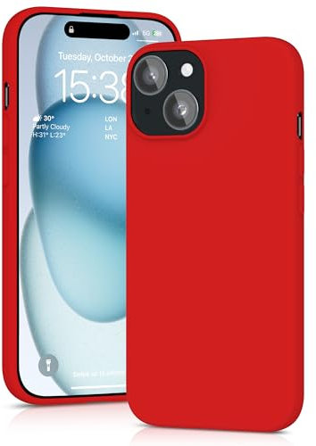 YATWIN Silicone Case for iPhone 15 Plus, Soft-Touch, Shockproof, DustProof, Antiskid Full Body Armour Phone Cover for Apple iPhone 15 Plus - Red