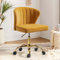 FABRICATION HAUS Chaise de Bureau Moderne,Chaise Roulante Bureau,Chaise Bureau en Velours,Chaise Coiffeuse,Chaise de Bureau Confortable à Dossier Bas Réglable,Roulette Doré,Bureau,Chambre,Orange