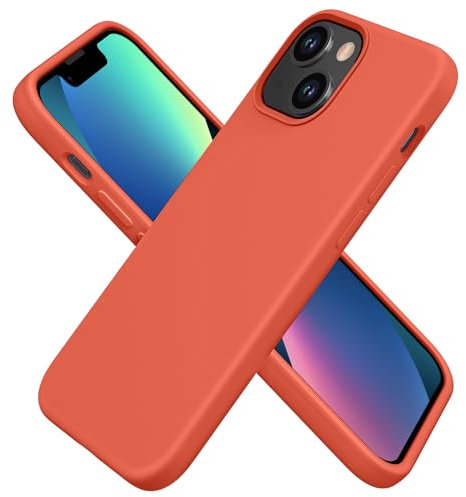 aaaioe Silicone Case Designed for iPhone 13 Mini Case, Ultra Slim Shockproof Protective Liquid Silicone Phone Case with Soft Anti-Scratch Microfiber Lining, 5.4 inch,orange