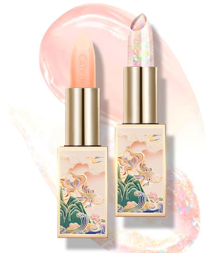 CATKIN Moonlight Lip Balm, Natural Color Change Tinted Lip Balm, Chapstick Lip Balms with Vitamin E for 8h Moisture for Dry Cracked Lips, 3.5g, 2pcs (01+04)