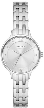 Skagen Anita Lille Uhr für Damen, Quarzwerk mit Edelstahl- oder Lederarmband, Silberfarben, 30MM