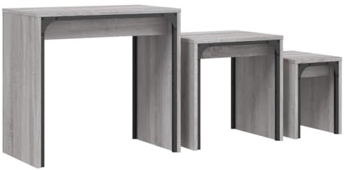 vidaXL Satztische 3 STK. Grau Sonoma Holzwerkstoff