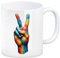 Peacezeichen in regenbogenfarben Kaffeebecher Friedenssymbol Bunte Tasse Farben Finger Hand Peace Zeichen Kaffeetasse Akzeptanz LGBTQ