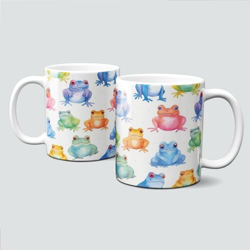 online-hut - Tasse - Kaffeebecher - Lieblingstasse - Frogs - Frösche in zarten Farben - LT-289
