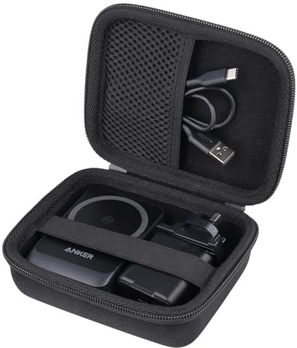 co2CREA Hart Tragbare Schutzhülle Etui Tasche für Anker MagGo 3-in-1 Ladestation 15W kabelloser Ladeständer, Reisetasche kompatibel 40W USB-C Netzteil,Nur Tasche