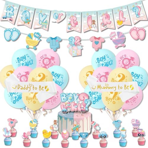 HAMANNI Gender Reveal Party Dekoration Neutral - Babyparty Deko, Baby Shower Deko, Baby Party Dekoration, Boy or Girl Deko, Welcome Home Baby Geschlecht Verkünden Ballon, Mädchen Oder Junge