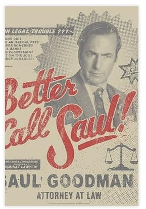 HOBIVA Kunstdruck-Poster mit Aufschrift Better Call Saul, ästhetisch, 15 Stück, Schlafzimmer, Dekoration, Landschaft, Büro, Raumdekoration, Geschenk, ungerahmt, 40 x 60 cm