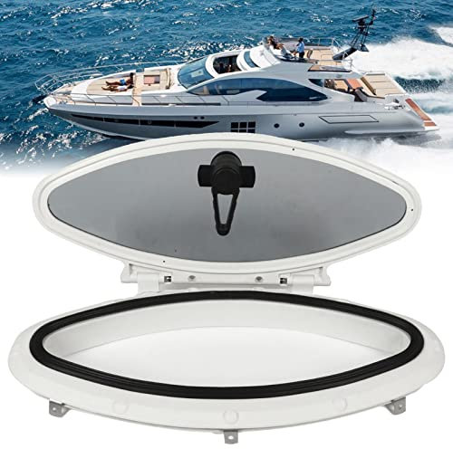 Leapiture 18.5 x 8.3in Boat Portlight Window Stainless Steel Oval Porthole Boat Deck Hatch Boat Porthole Cover for Boat Yacht Ship RV