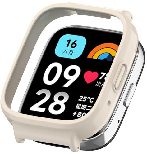 FTRONGRT Case Compatible with Xiaomi Redmi Watch 3, Shock Resistant, PC Watch Dial Protective Case Compatible with Xiaomi Redmi Watch 3 Smartwatch. Vintage White