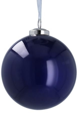 Bohemian Christmas Decorations - Large Round Blue Pearl Glass Baubles, Navy & Dark Blue - Xmas Tree Ornaments