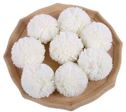 GreatRise 8 cm Flauschige Pompons Pom Poms zum Basteln Plüsch Bälle Pelz Bommel Fellbommel für DIY Handwerk Mützen Anhänger Dekoration Taschenanhänger Schlüsselanhänger Weiß 10 Stück