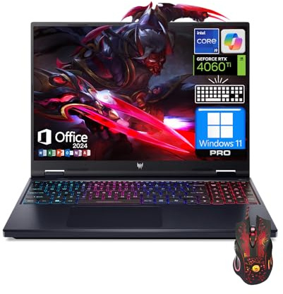 acer 2025 Updated Predator Helios Neo 16 Gaming Laptop, Intel Core i9-14900HX, NVIDIA GeForce RTX 4060, 64GB DDR5 RAM + 1TB SSD, 16 inch WUXGA IPS, WiFi 6E, Backlit, Windows 11 Pro - MS Office Pro