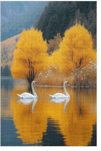 Puzzles 1000 Pieces for Adults Jigsaw Puzzles for Adults 1000 Piece Puzzle Educational Games-Swan-Home Decoration Puzzle(38 * 52cm)