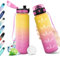 Bouteille Sport 1L, Gourde Motivation sans BPA, Gourde Réutilisable, Gourde Sport avec Filtre, Gourde Étanche, Gourde avec Marqueur de Temps, Bouteille d'eau Idéale pour Randonnée, Bureau, l'école