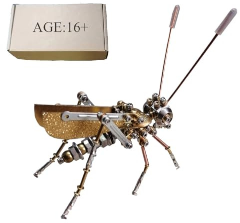Joytopiaminds 3D-Metallpuzzle für Erwachsene, 177-teiliger Steampunk-Bausatz mit mechanischer Heuschrecke, kreative Schreibtischdekoration für Zuhause und Büro